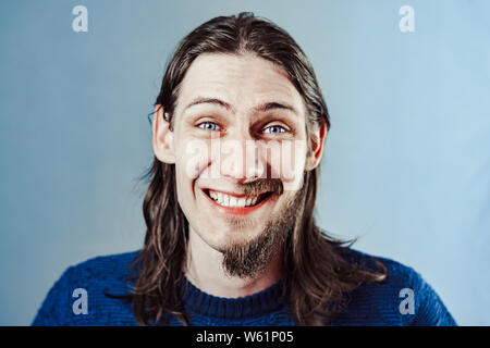 the guy with the beard on half his face Stock Photo