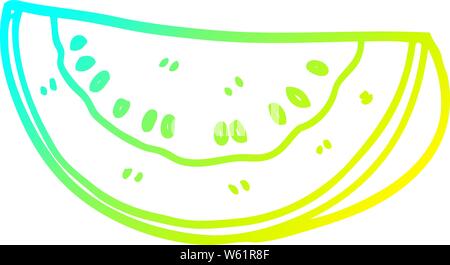 cold gradient line drawing of a cartoon watermelon Stock Vector