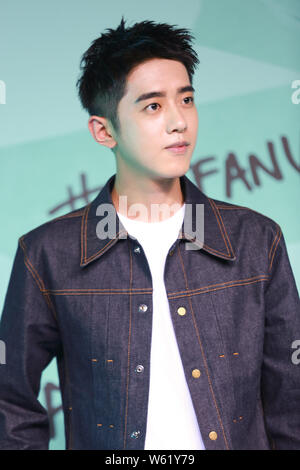 From left) Chinese actors Caesar Wu Xize, Dylan Wang Hedi and Connor Leong  or Liang Jingkang of the new lineup of Chinese boy group F4 arrive on the  Stock Photo - Alamy