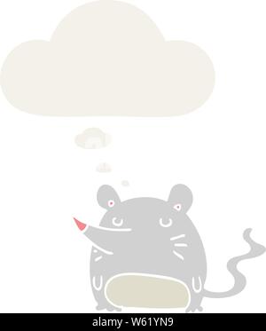 cartoon mouse with thought bubble in retro style Stock Vector