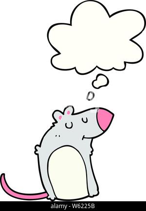 cartoon fat rat with thought bubble Stock Vector
