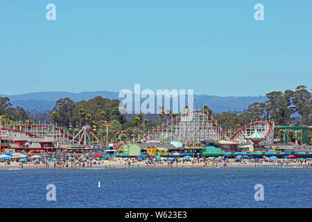 Old vintage roller coaster in Santa Cruz, California. Stock Photo