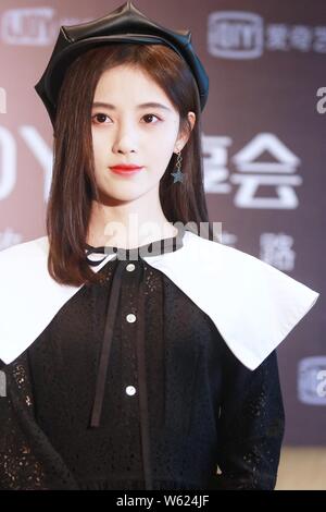 Chinese actress Ju Jingyi attends a promotional event by Chinese online video platform iQiyi in Shanghai, China, 18 October 2018. Stock Photo