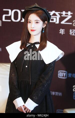 Chinese actress Ju Jingyi attends a promotional event by Chinese online video platform iQiyi in Shanghai, China, 18 October 2018. Stock Photo