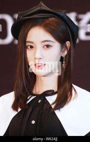 Chinese actress Ju Jingyi attends a promotional event by Chinese online video platform iQiyi in Shanghai, China, 18 October 2018. Stock Photo