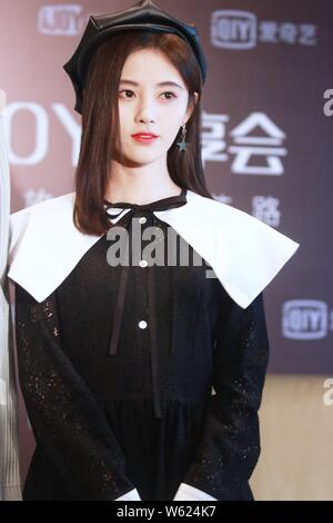 Chinese actress Ju Jingyi attends a promotional event by Chinese online video platform iQiyi in Shanghai, China, 18 October 2018. Stock Photo