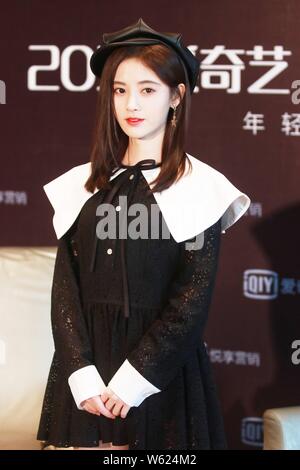 Chinese actress Ju Jingyi attends a promotional event by Chinese online video platform iQiyi in Shanghai, China, 18 October 2018. Stock Photo