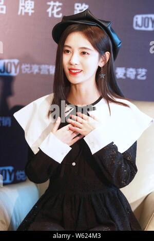 Chinese actress Ju Jingyi attends a promotional event by Chinese online video platform iQiyi in Shanghai, China, 18 October 2018. Stock Photo