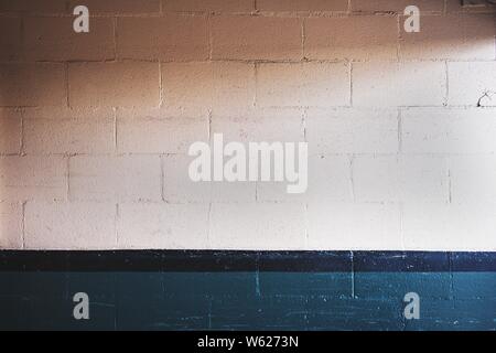 Closeup shot of a white and blue brick wall - cool background Stock Photo