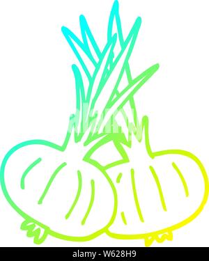 cold gradient line drawing of a cartoon onion Stock Vector