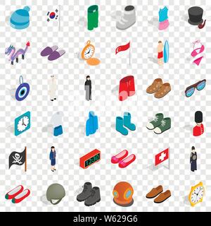 Fashion icons set, isometric style Stock Vector