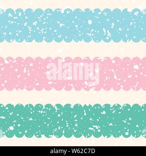 Scattered white terrazzo shapes with pastel pink, blue, teal stripes. Seamless vector pattern on cream color background.. Great for texture, wellness Stock Vector