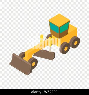 Yellow motor grader icon, isometric 3d style Stock Vector