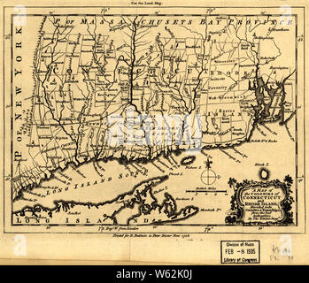 American Revolutionary War Era Maps 1750-1786 084 A map of the colonies in Connecticut and Rhode Island divided by counties & townships from best authorities Rebuild and Repair Stock Photo