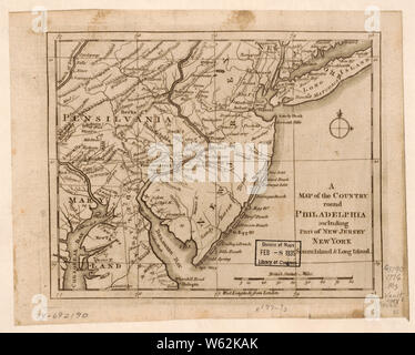 American Revolutionary War Era Maps 1750-1786 087 A Map of the country round Philadelphia including part of New Jersey New York Staten Island & Long Island Rebuild and Repair Stock Photo