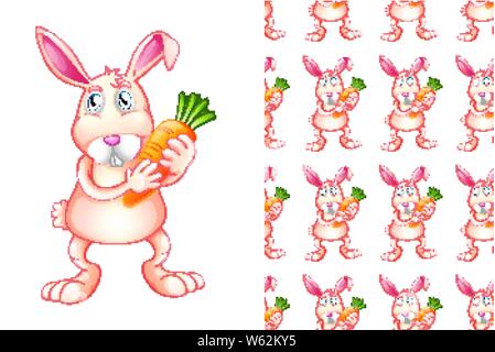 Seamless and isolated animal pattern cartoon illustration Stock Vector