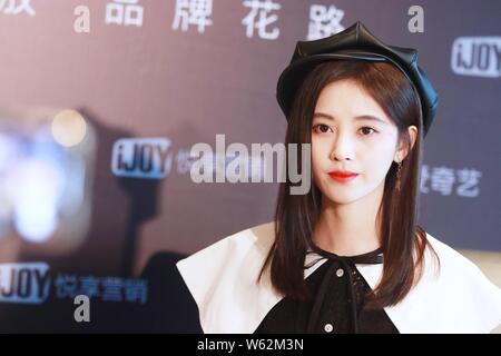 Chinese actress Ju Jingyi attends a promotional event by Chinese online video platform iQiyi in Shanghai, China, 18 October 2018. Stock Photo