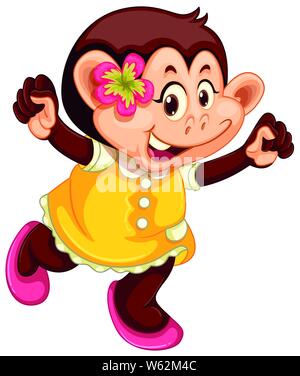 Cute monkey in human-like pose isolated illustration Stock Vector