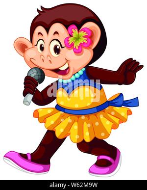 Cute monkey in human-like pose isolated illustration Stock Vector