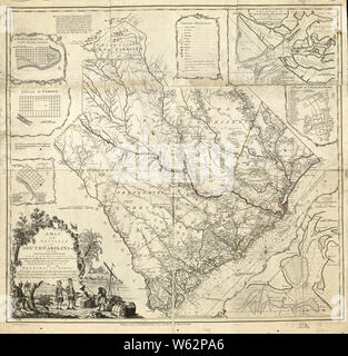 American Revolutionary War Era Maps 1750-1786 110 A map of the province of South Carolina with all the rivers creeks bays inletts islands inland navigation Rebuild and Repair Stock Photo