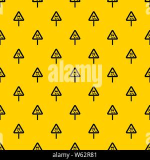 Slippery when wet road sign pattern vector Stock Vector