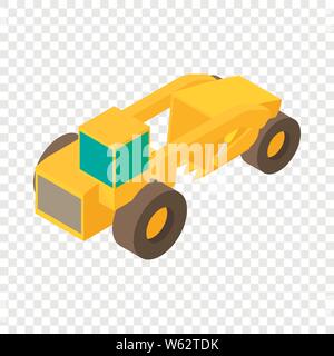 Motor grader machine icon, isometric 3d style Stock Vector