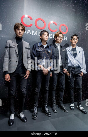 From left) Chinese actors Caesar Wu Xize, Dylan Wang Hedi and Connor Leong  or Liang Jingkang of the new lineup of Chinese boy group F4 arrive on the  Stock Photo - Alamy