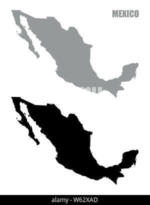Mexico silhouette maps isolated on white background Stock Vector