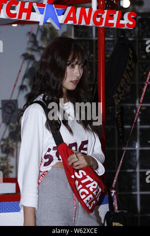 South Korean singer and actress Yoon Bo-ra, better known by the mononym Bora, attends a promotional event for Stretch Angels in Seoul, South Korea, 11 Stock Photo