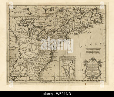 American Revolutionary War Era Maps 1750-1786 172 A new map of the British Dominions in North America with the limits of the governments annexed thereto by Rebuild and Repair Stock Photo