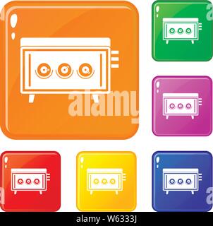 CD changer icons set vector color Stock Vector