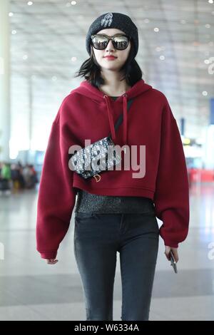 Chinese actress Jing Tian arrives at the Shanghai Hongqiao ...