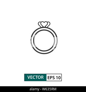 Ring love icon. Outline style. Isolated on white background. Vector illustration EPS 10 Stock Vector