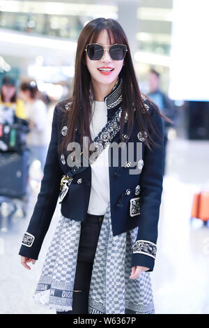 Hong Kong actress Angelababy arrives at the Shanghai Hongqiao ...