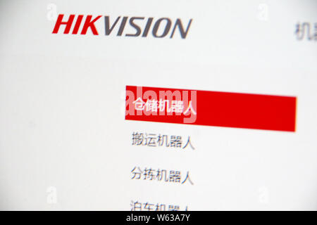 --FILE--A Chineses netizen browses the website of Hangzhou Hikvision Digital Technology in Ji'nan city, east China's Shandong province, 28 May 2018. Stock Photo