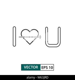 I love you icon. Outline style. Isolated on white background. Vector illustration EPS 10 Stock Vector