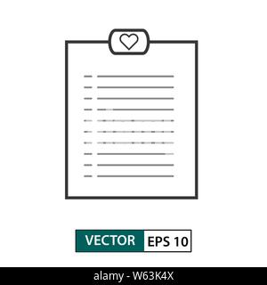 Love diary icon. Outline style. Isolated on white background. Vector illustration EPS 10 Stock Vector