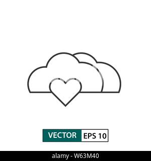 Love cloud icon. Outline style. Isolated on white background. Vector illustration EPS 10 Stock Vector
