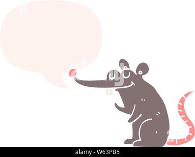 cartoon rat with speech bubble in retro style Stock Vector