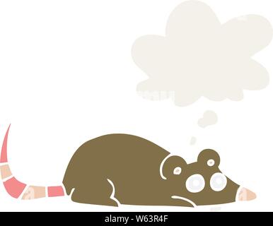 cartoon mouse with thought bubble in retro style Stock Vector