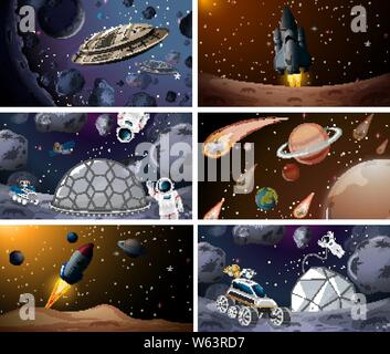 Big space scene set illustration Stock Vector Image & Art - Alamy