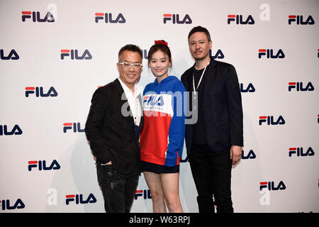 Chinese actress Sandra Ma Sichun, center, attends the Fila fashion show during the 2019 Spring/Summer Milan Fashion Week in Milan, Italy, 23 September Stock Photo