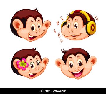 Cute monkey in human-like pose isolated illustration Stock Vector