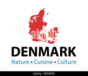 Silhouette of Danish map - vector illustration for decoration of travel in Denmark, traditional culture event Stock Vector