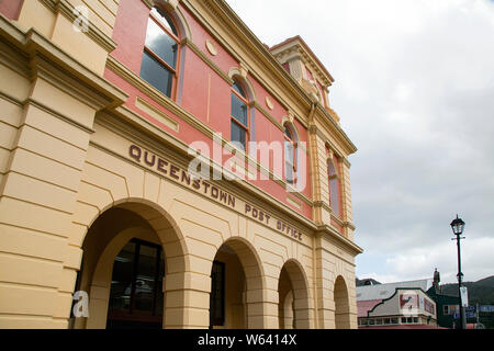 Queenstown, Tasmania: April 03, 2019: Queenstown Post Office is located on Orr Street and a reminder of the wealth created by the mining industry. Stock Photo