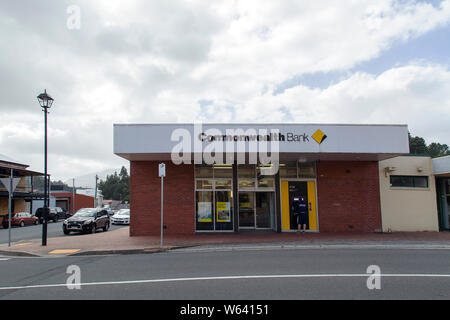 Queenstown, Tasmania: April 03, 2019: The Commonwealth Bank of Australia is an Australian multinational bank with businesses across the world. Stock Photo