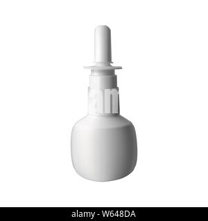 Nasal spray. Plastic white sprayer bottle. Vector illustration Stock Vector