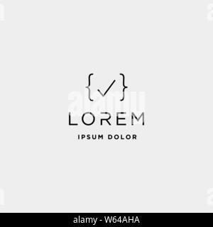 code check logo design simple approve coding symbol icon Stock Vector