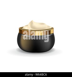 Realistic cosmetic jar on a white background. Cosmetic package collection for cream, soups, foams. Mock up set for brand template. vector Stock Vector