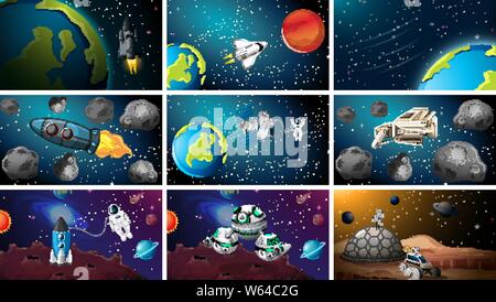 Large set of space scenes illustration Stock Vector Image & Art - Alamy